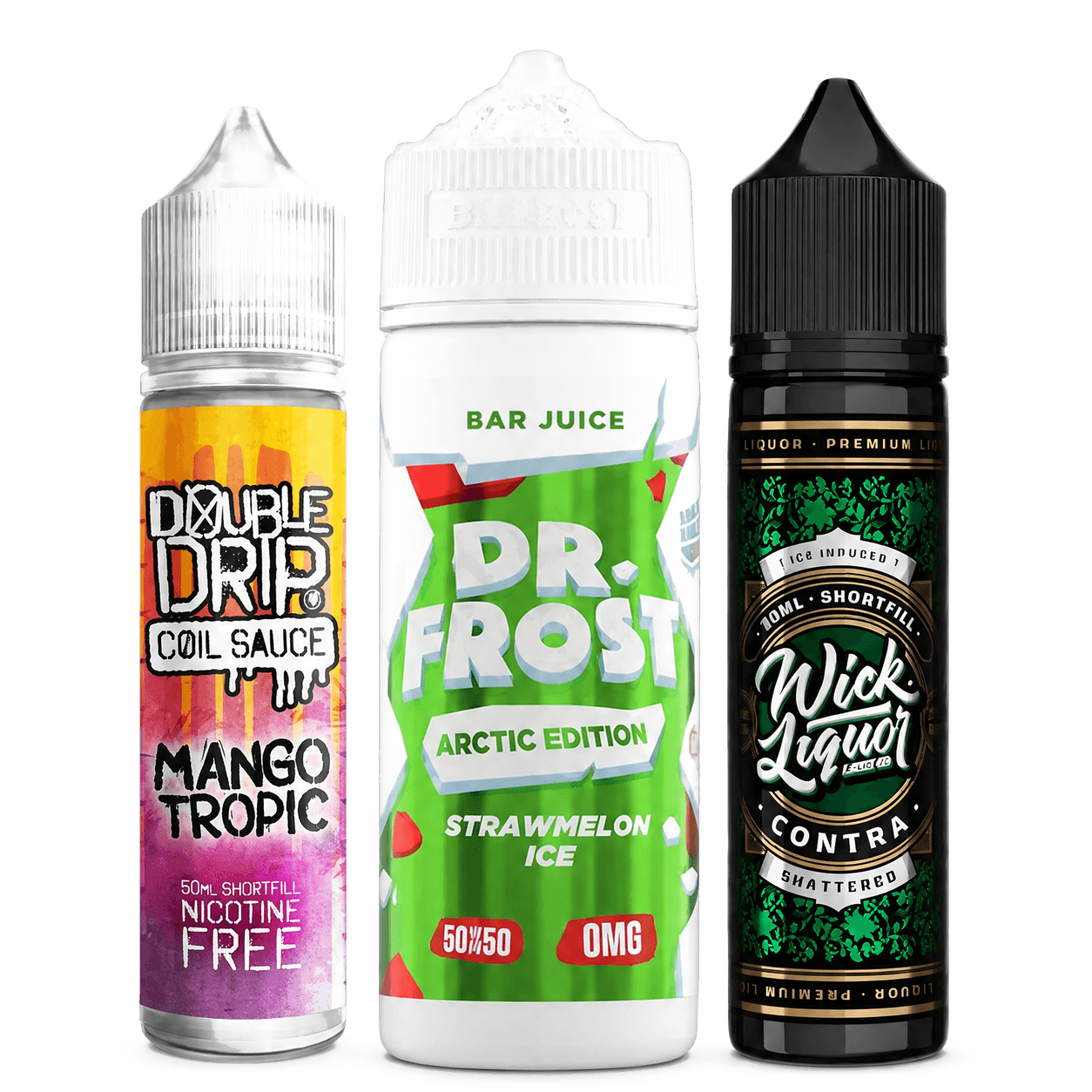 Three e-liquid bottles in the 2 Shortfills for £20 range