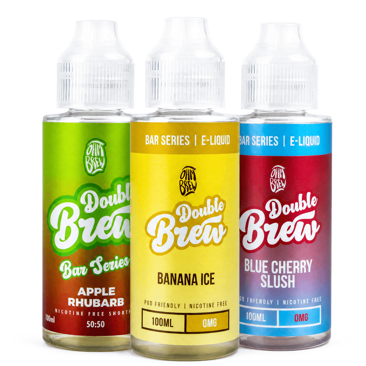 Three Double Brew XL e-liquid bottles