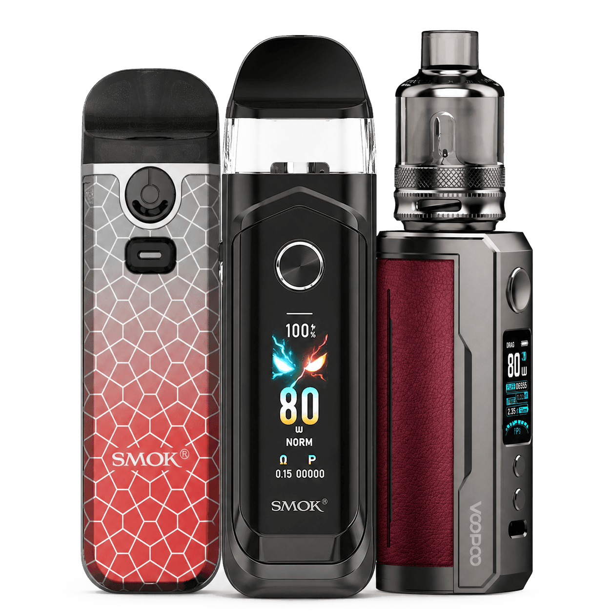 Three replaceable coil pod kits devices