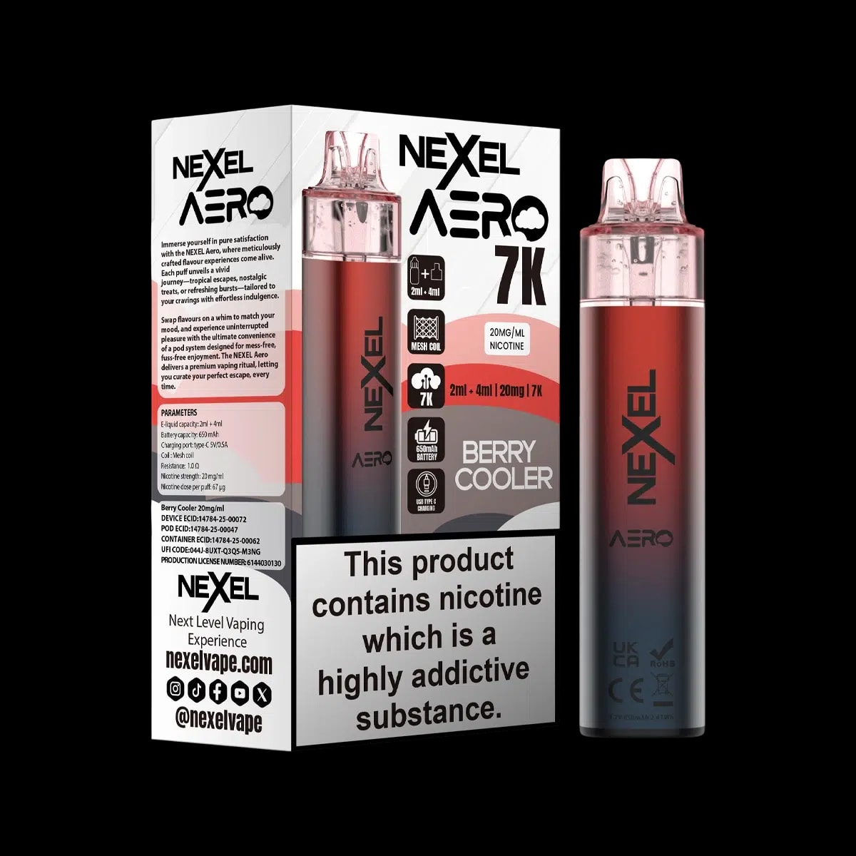 Nexel Aero 7K Vape Kit - Berry Cooler - Disposable Vapes