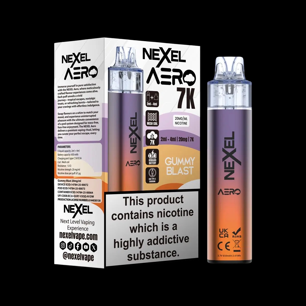 Nexel Aero 7K Vape Kit - Gummy Blast - Disposable Vapes