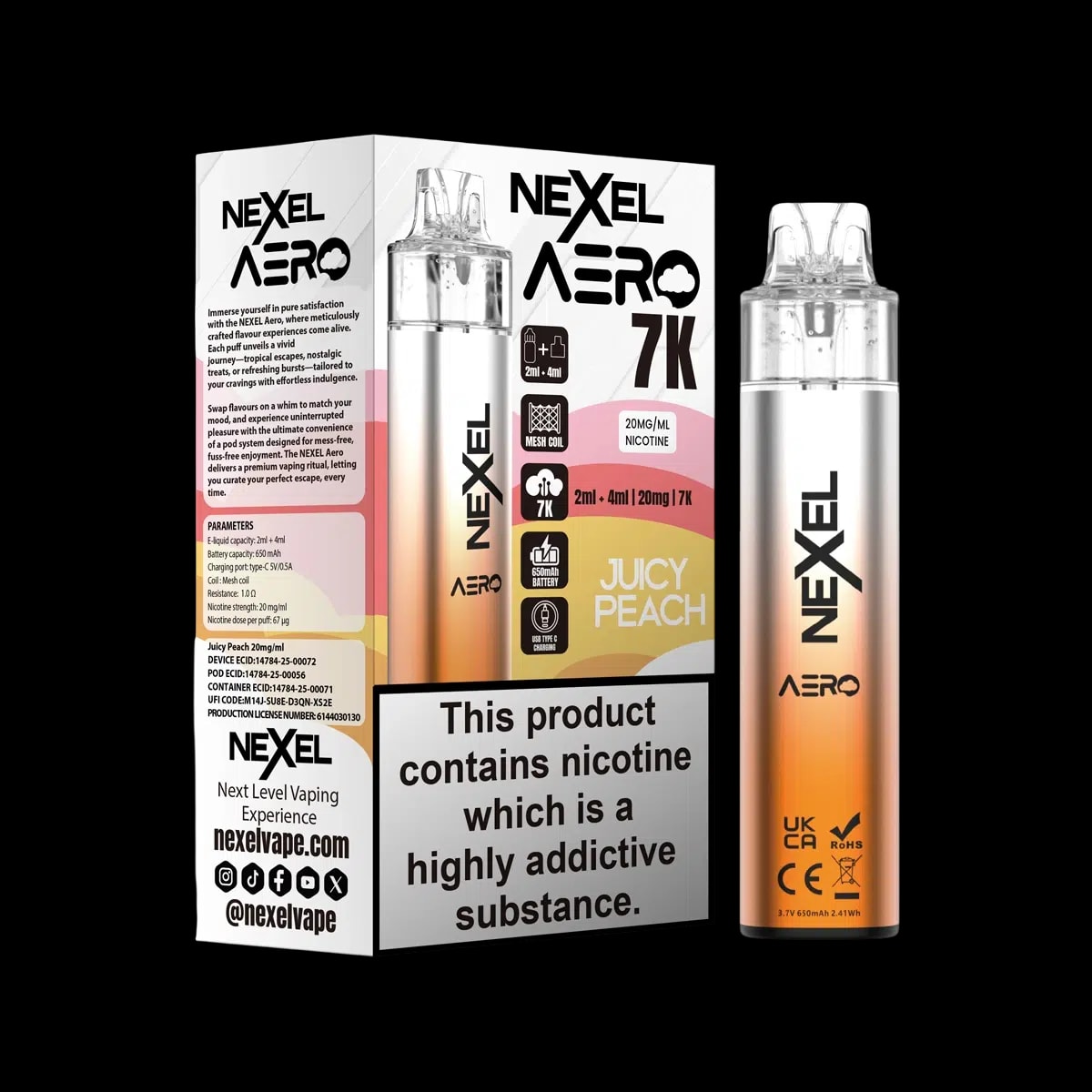 Nexel Aero 7K Vape Kit - Juicy Peach - Disposable Vapes