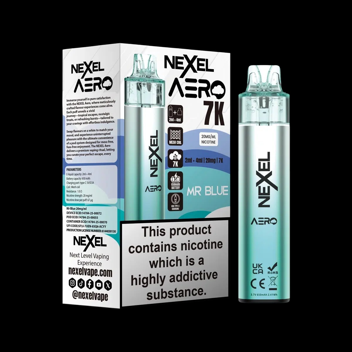 Nexel Aero 7K Vape Kit - Mr Blue - Disposable Vapes