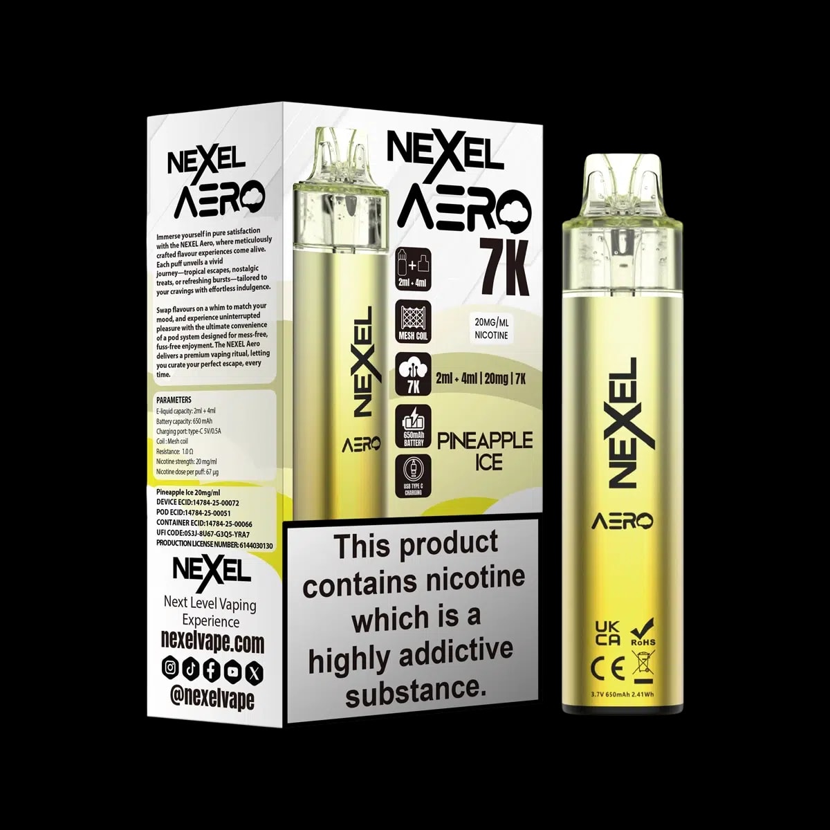Nexel Aero 7K Vape Kit - Pineapple Ice - Disposable Vapes