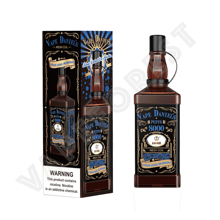 Luckee Vape Daniels 8000 Blue Label on Rocks