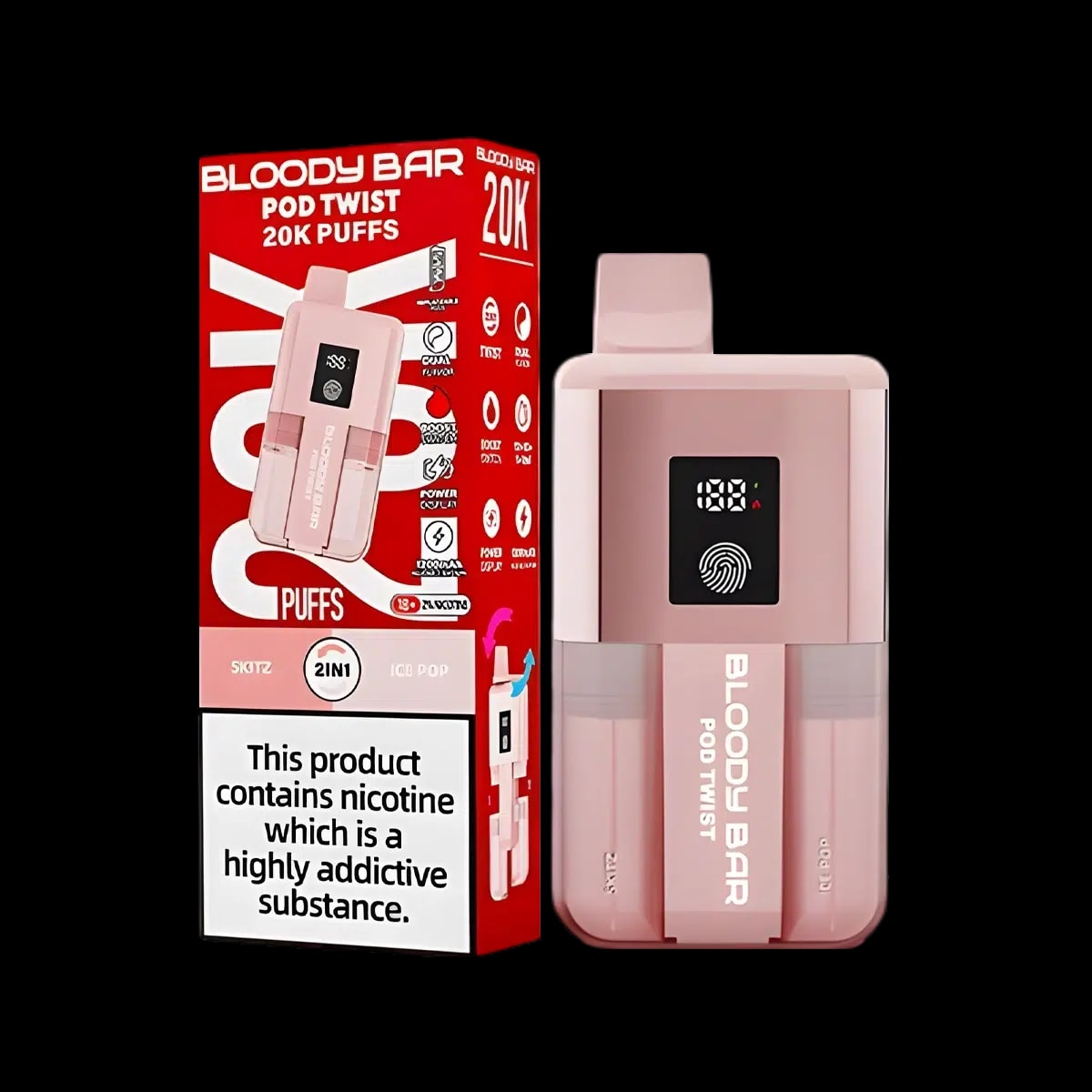 Bloody Bar Pod Twist 20K Vape Kit By Bloody Mary - Skitz Ice Pop - Disposable Vapes
