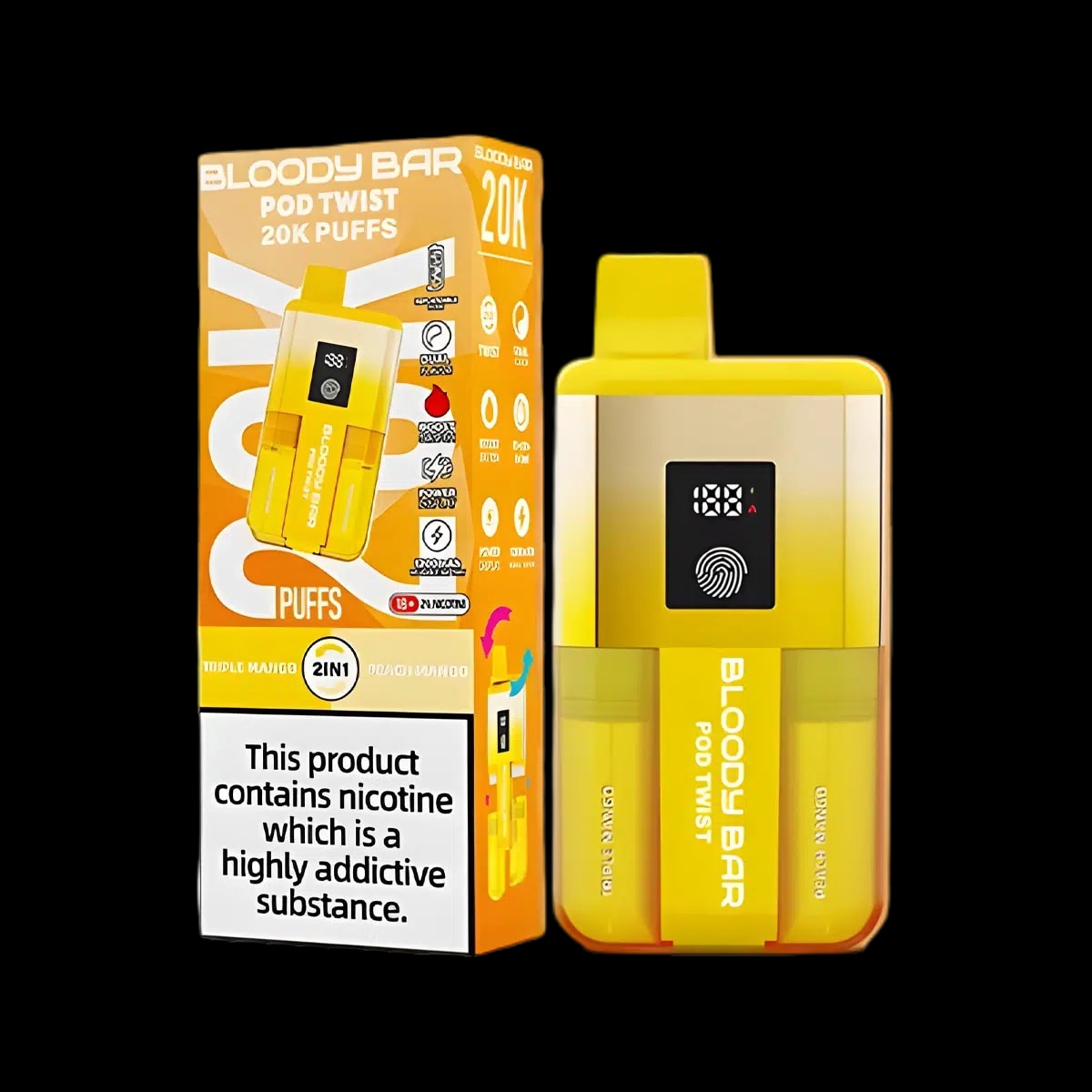 Bloody Bar Pod Twist 20K Vape Kit By Bloody Mary - Triple Mango Peach Mango - Disposable Vapes