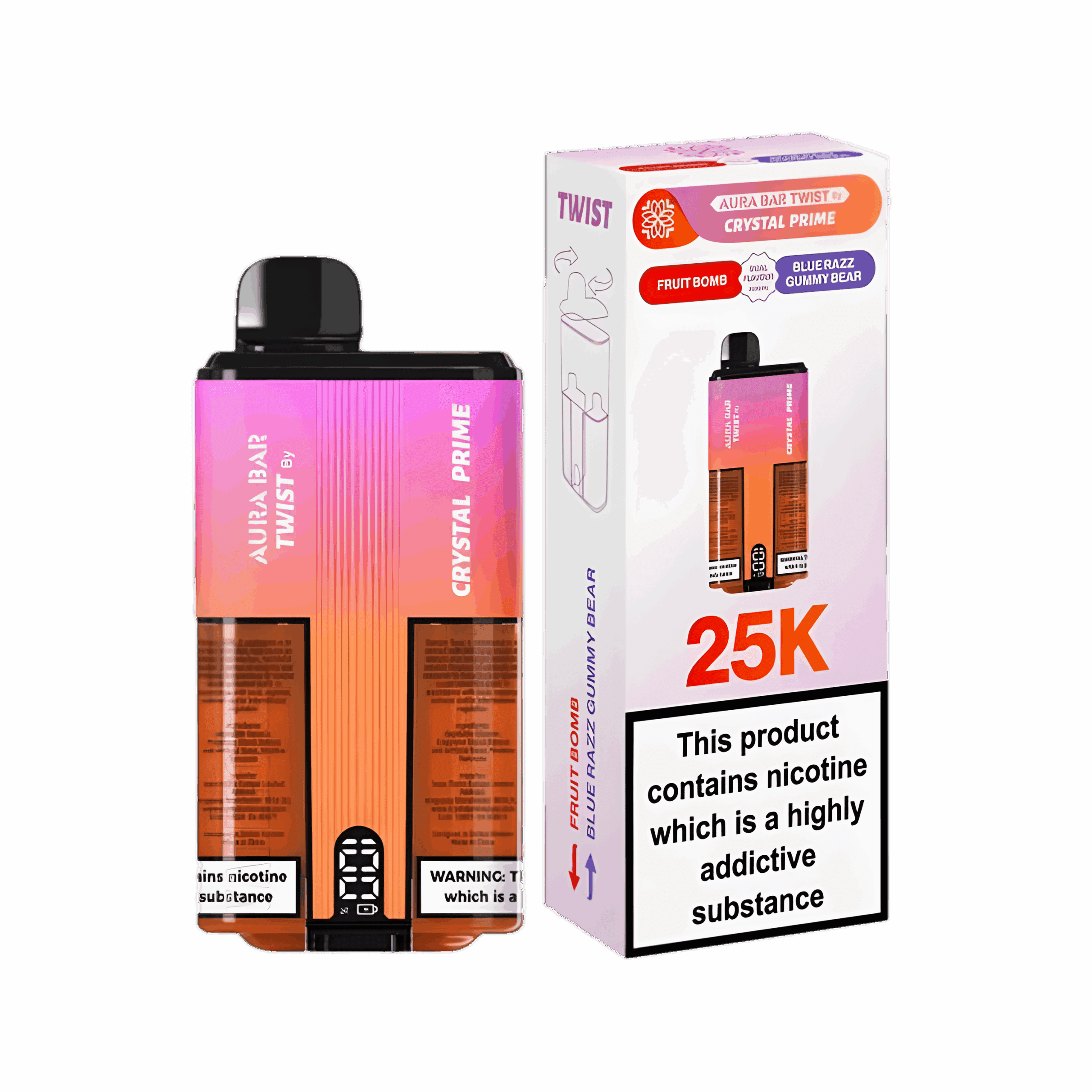 Crystal Prime 25K Twist Disposable Vape Kit Fruit Bomb- Blue Razz Gummy Bear