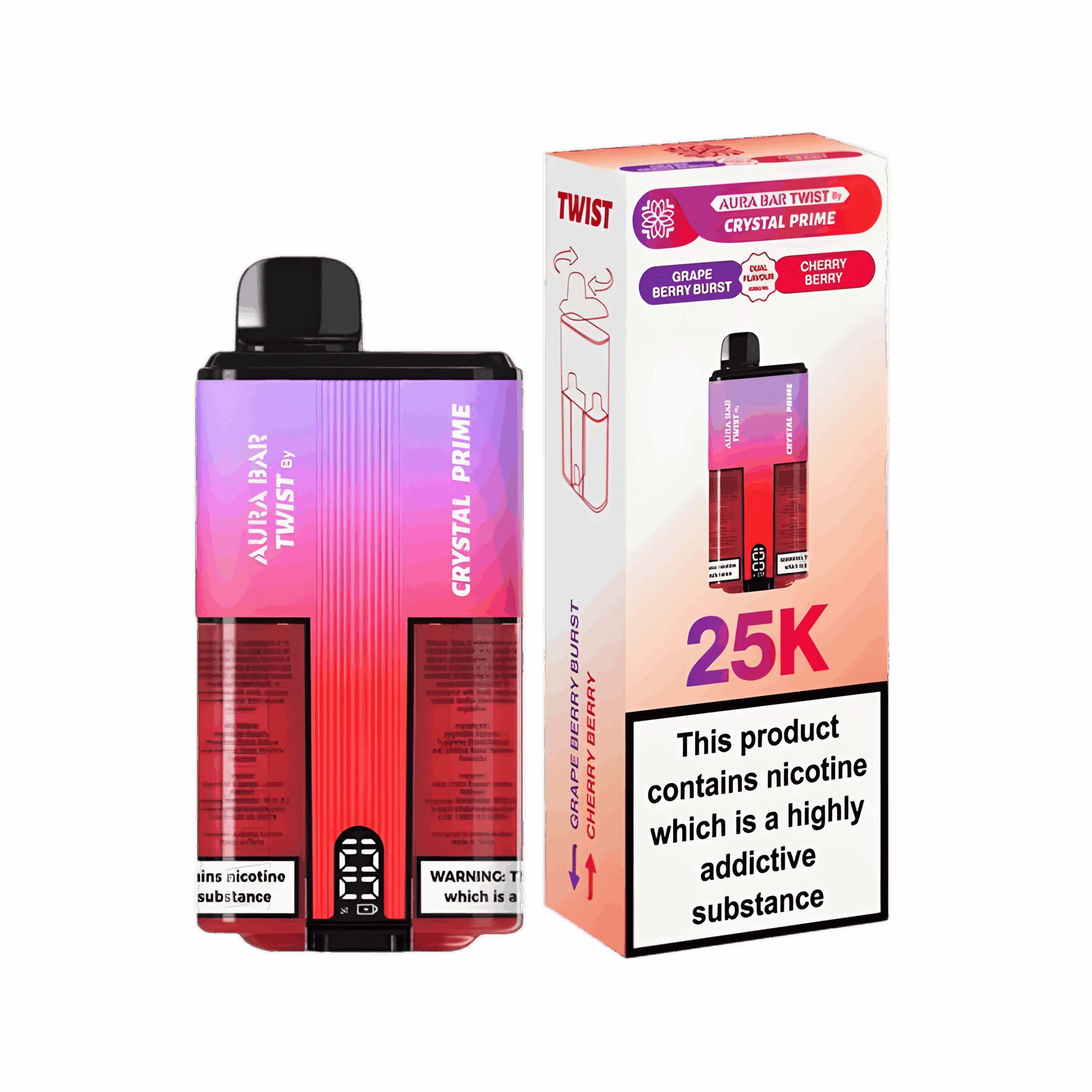 Crystal Prime 25K Twist Disposable Vape Kit Grape Berry Burst-Cherry Berry
