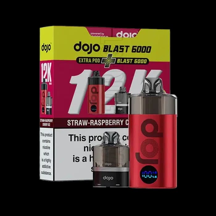 DOJO Blast 12K Bundle Vape Kit - 10mg Straw Raspberry Cherry Ice