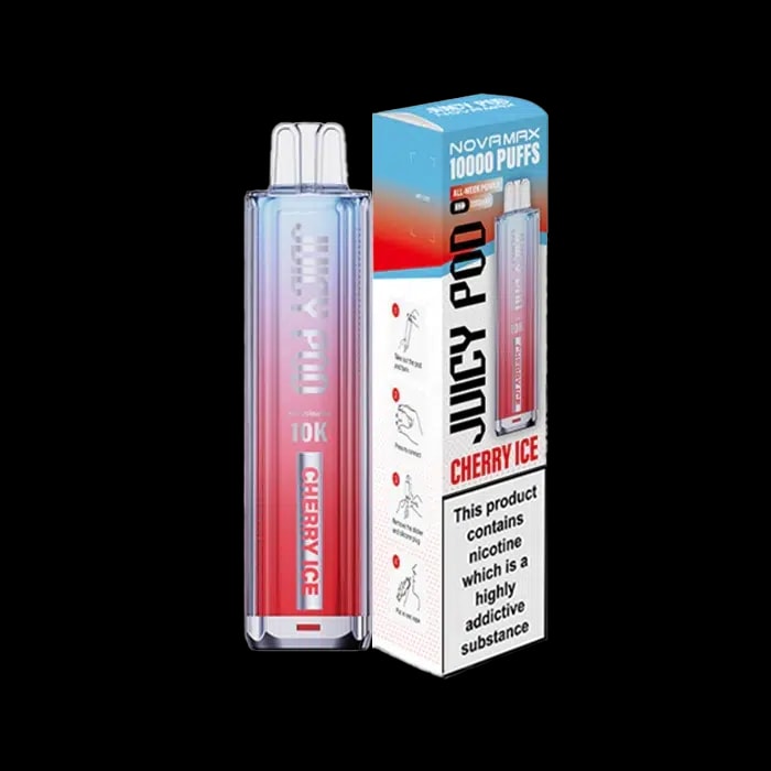 Juicy Pod NovaMax 10K Rechargeable Pod Kit - Cherry Ice - Disposable Vapes
