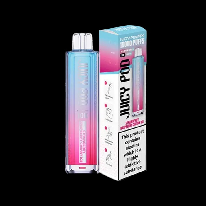Juicy Pod NovaMax 10K Rechargeable Pod Kit - Strawberry Raspberry Cherry Ice - Disposable Vapes