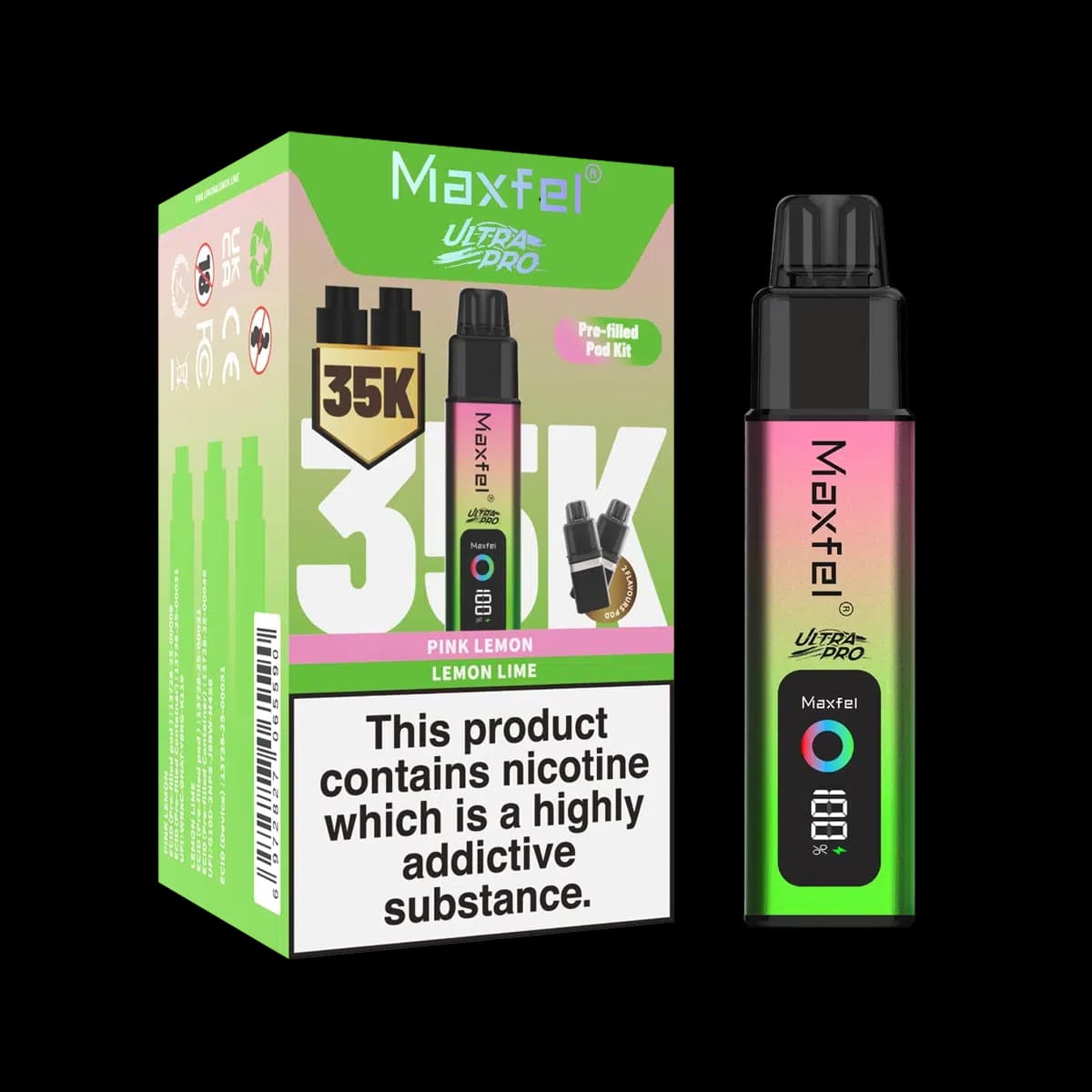 Maxfel Ultra Pro 35k Prefilled Pod Kit - Pink Lemon - Lemon Lime