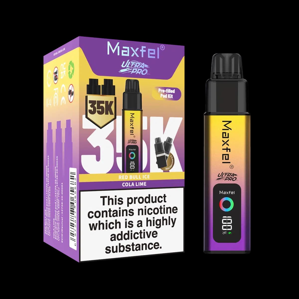 Maxfel Ultra Pro 35k Prefilled Pod Kit - Red Bull Ice-Cola Lime