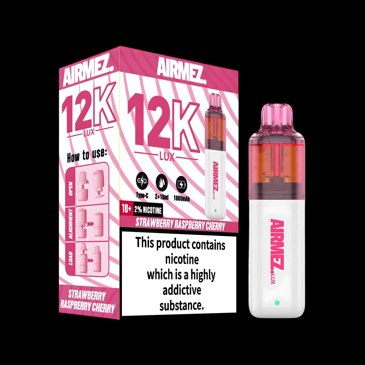 Airmez 12k Prefilled Vape Kit - Strawberry Raspberry Cherry