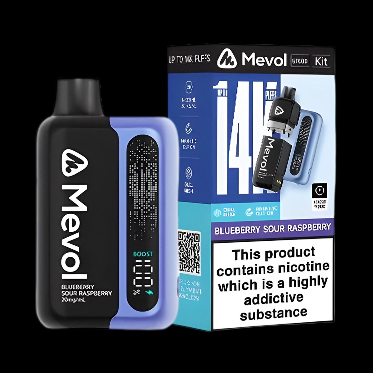 Mevol S7000 Prefilled Pod Kit - Up to 14K Puffs - Blueberry Sour Raspberry - Disposable Vapes