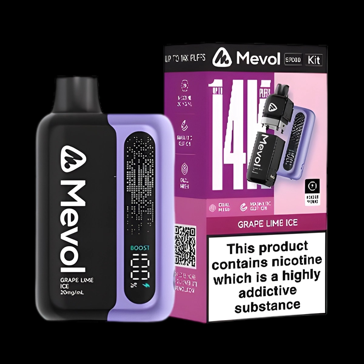Mevol S7000 Prefilled Pod Kit - Up to 14K Puffs - Grape Lime Ice - Disposable Vapes