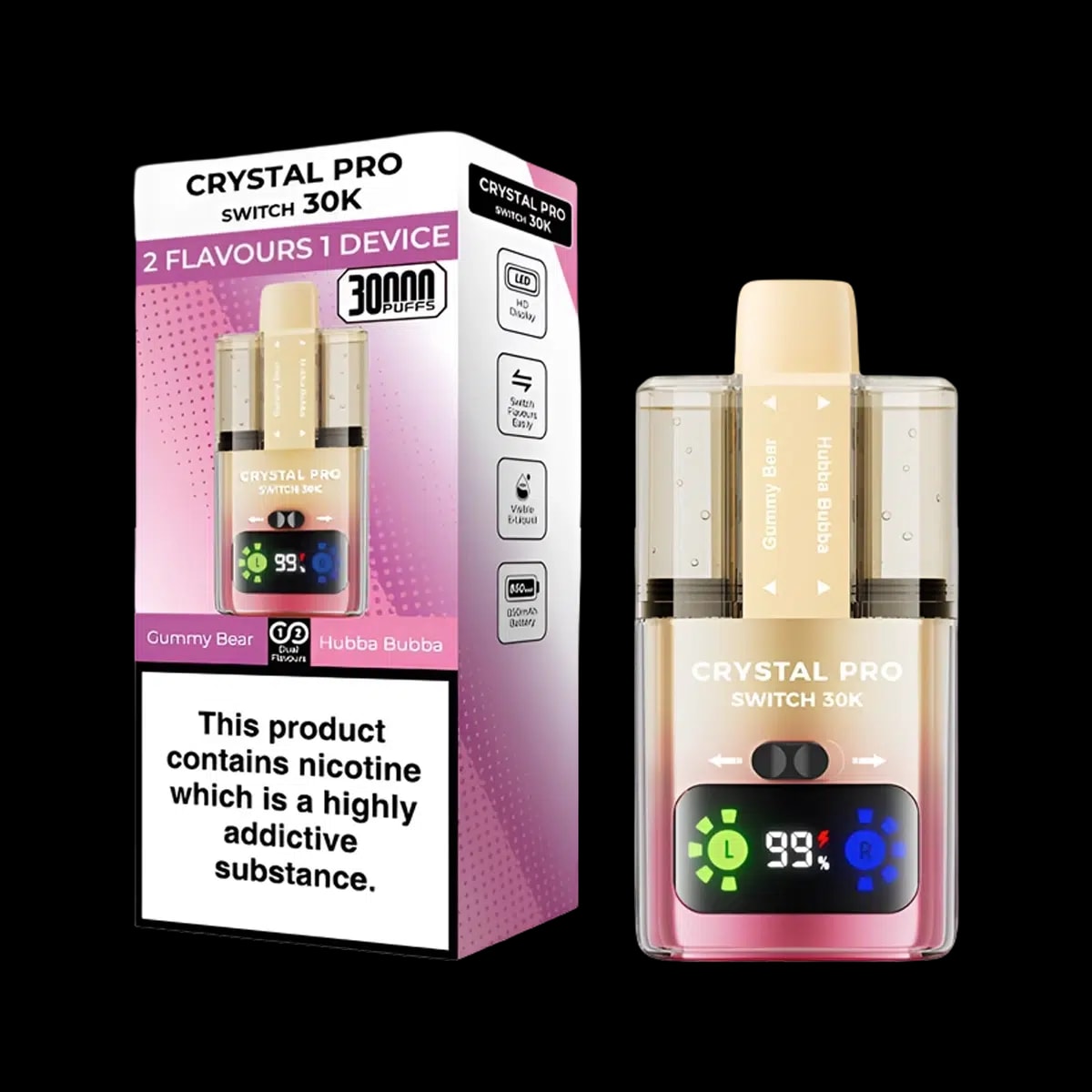 Crystal Pro 30K Switch Prefilled Vape Kit - Gummy Bear Hubba Bubba - Disposable Vapes