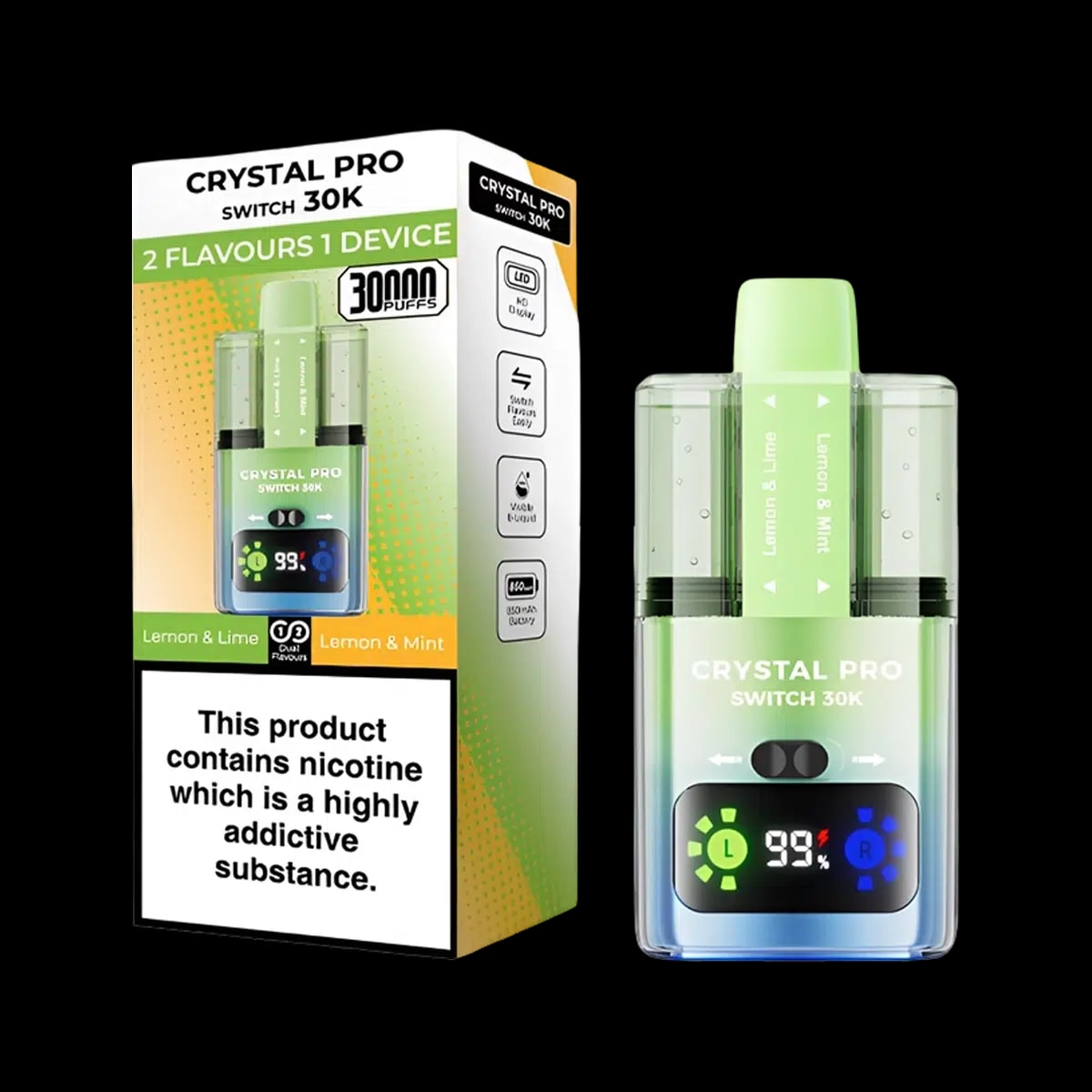 Crystal Pro 30K Switch Prefilled Vape Kit - Lemon Lime Lemon Mint - Disposable Vapes