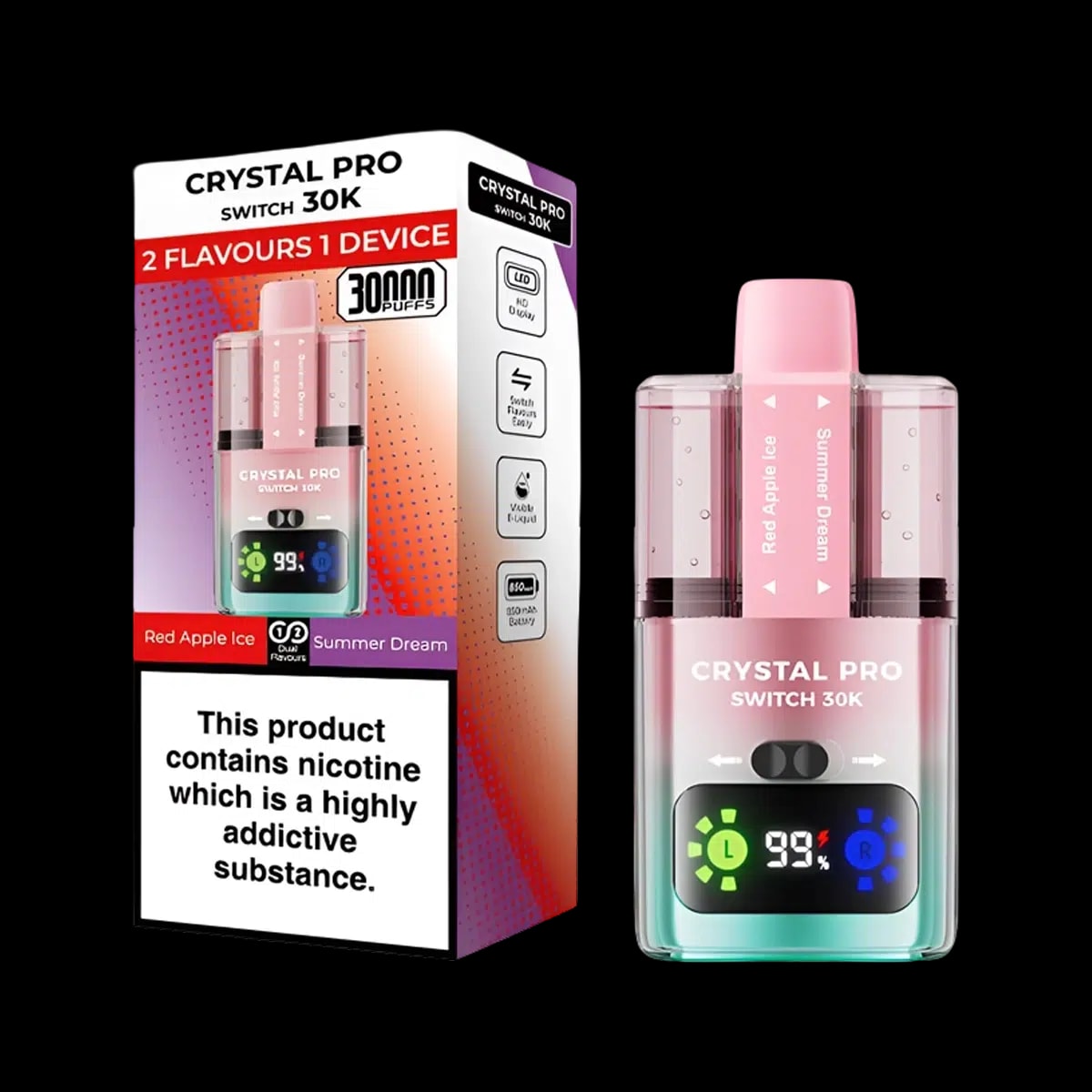 Crystal Pro 30K Switch Prefilled Vape Kit - Red Apple Ice Summer Dream - Disposable Vapes