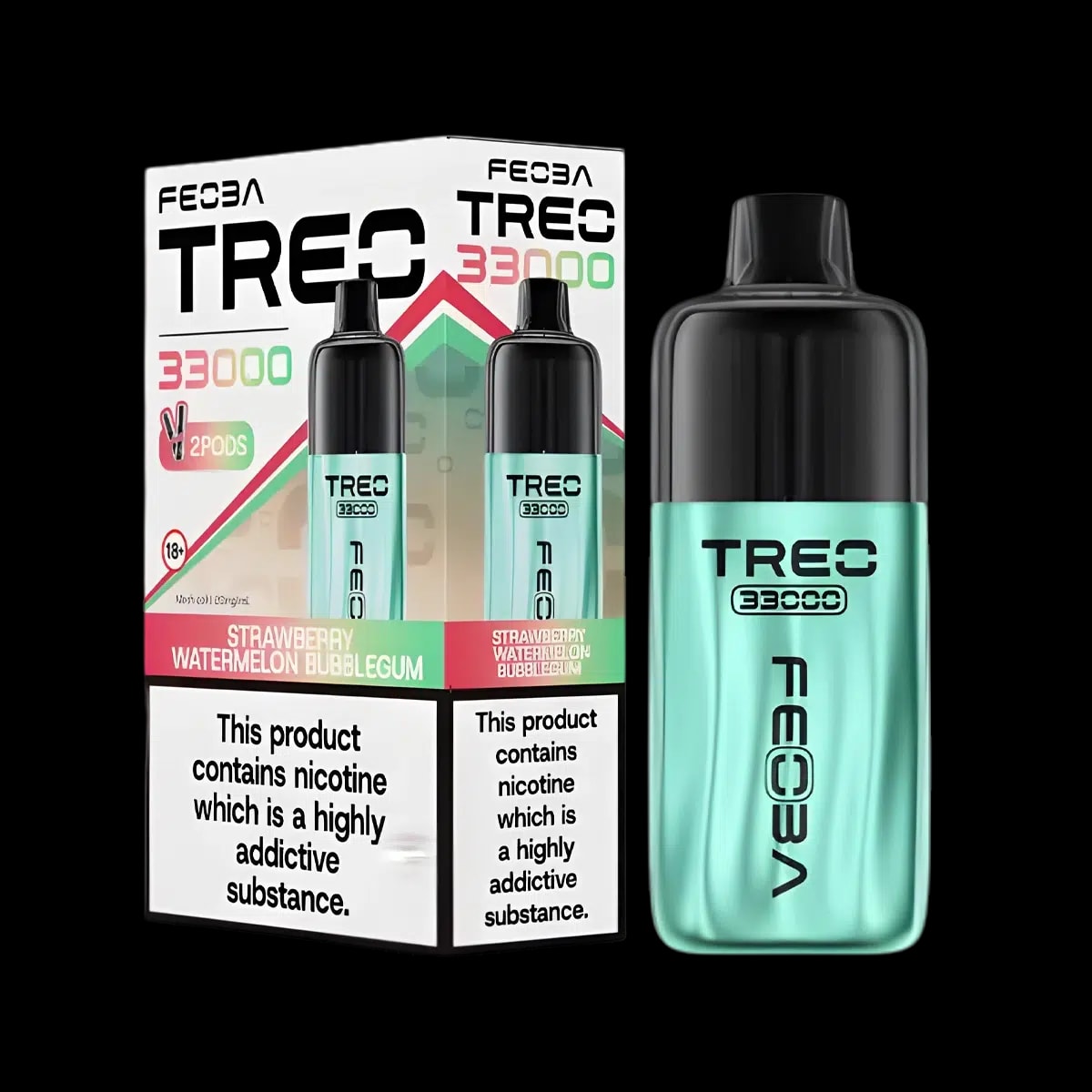 Feoba Treo 33K Vape Kit - Strawberry Watermelon Bubblegum - Disposable Vapes