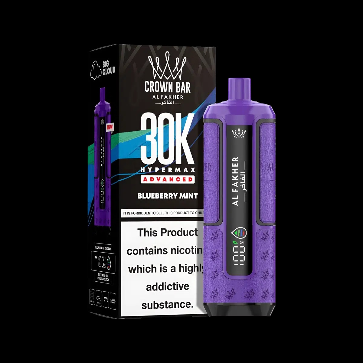 Al Fakher 30K Hypermax Prefilled Vape Kit - Blueberry Mint - Disposable Vapes