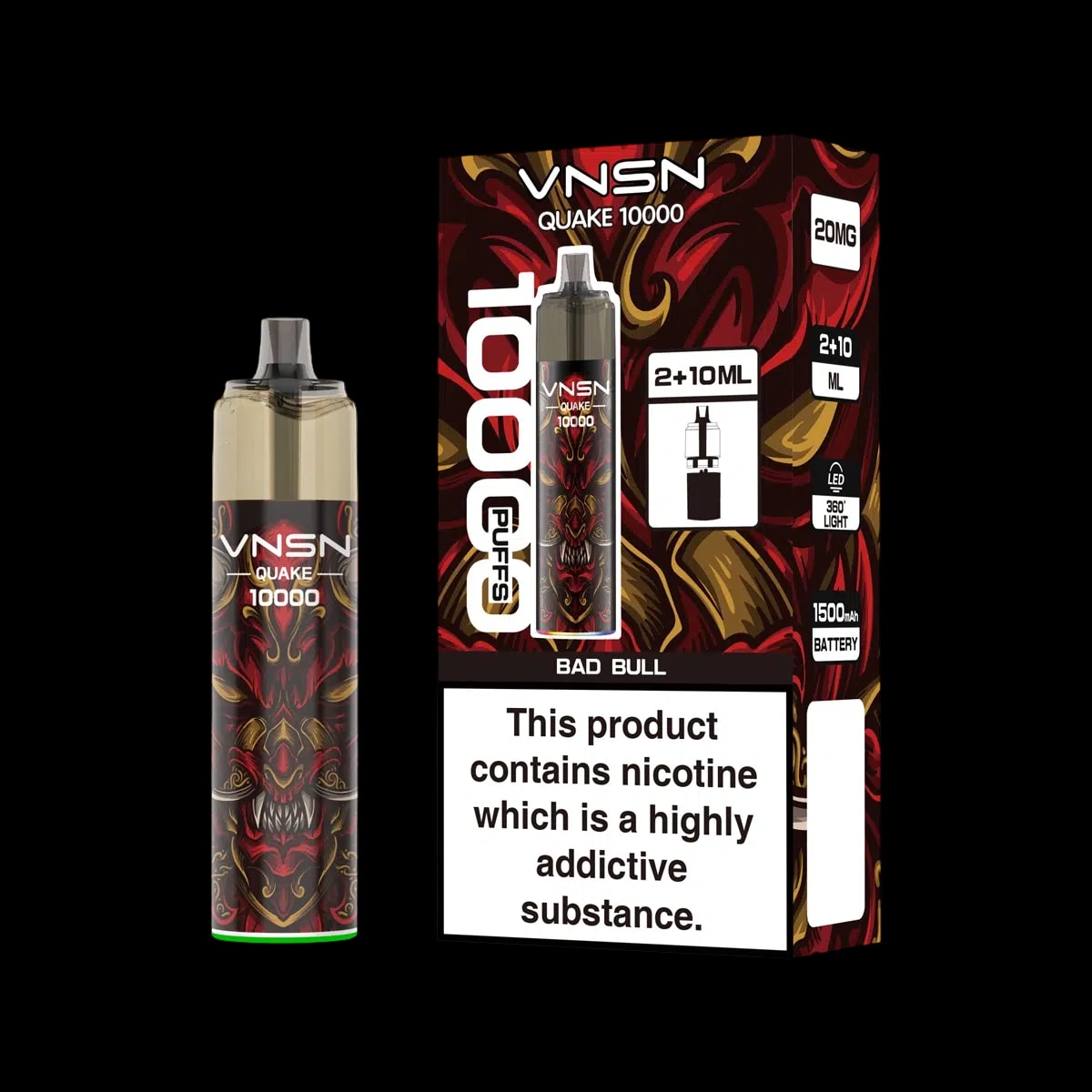 VNSN Quake 10000 Prefilled Vape Kit - Bad Bull - Disposable Vapes