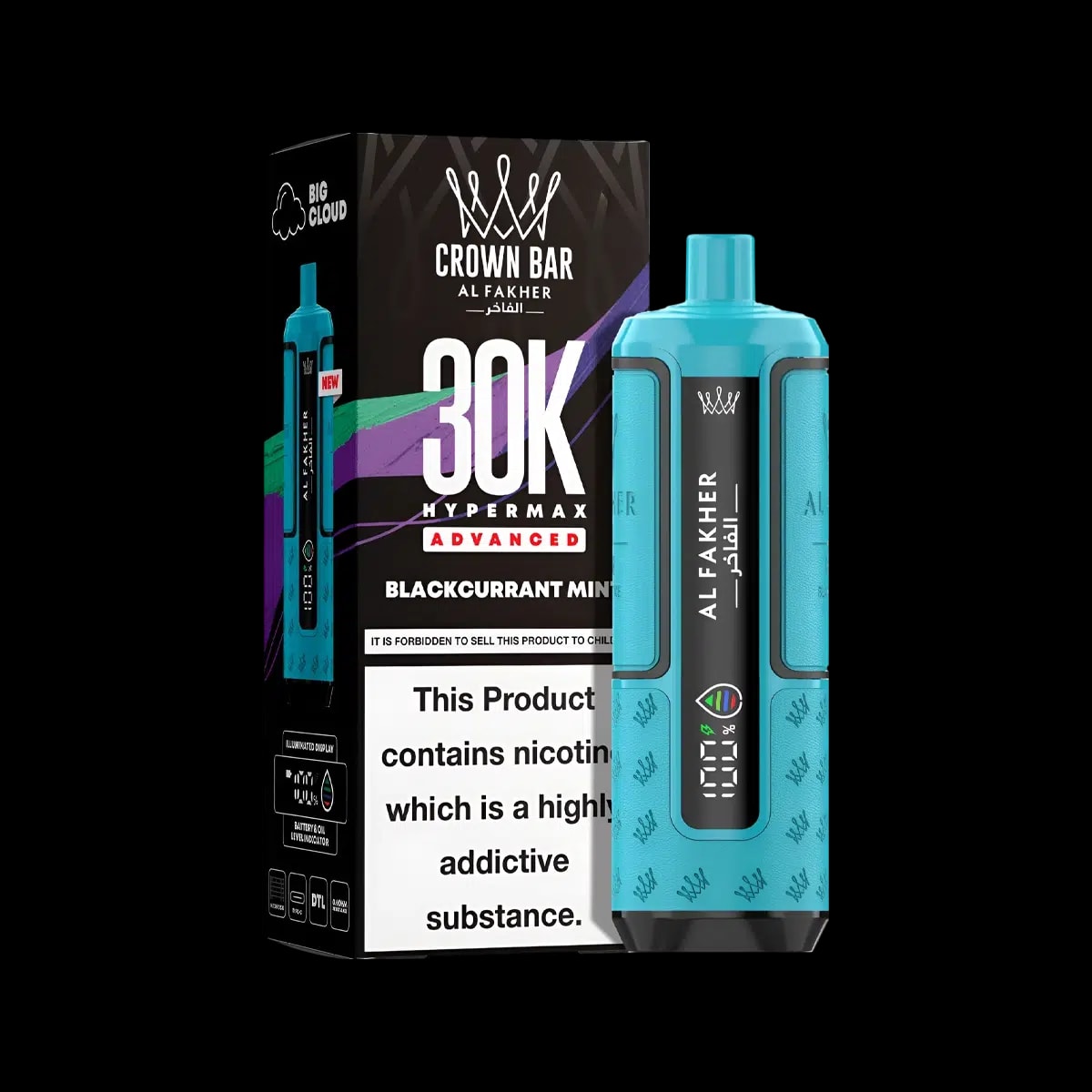 Al Fakher 30K Hypermax Prefilled Vape Kit - Blackcurrant Mint - Disposable Vapes