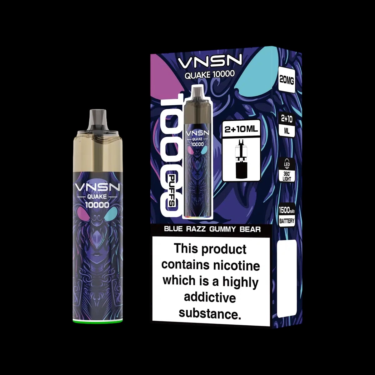 VNSN Quake 10000 Prefilled Vape Kit - Blue Razz Gummy Bear - Disposable Vapes