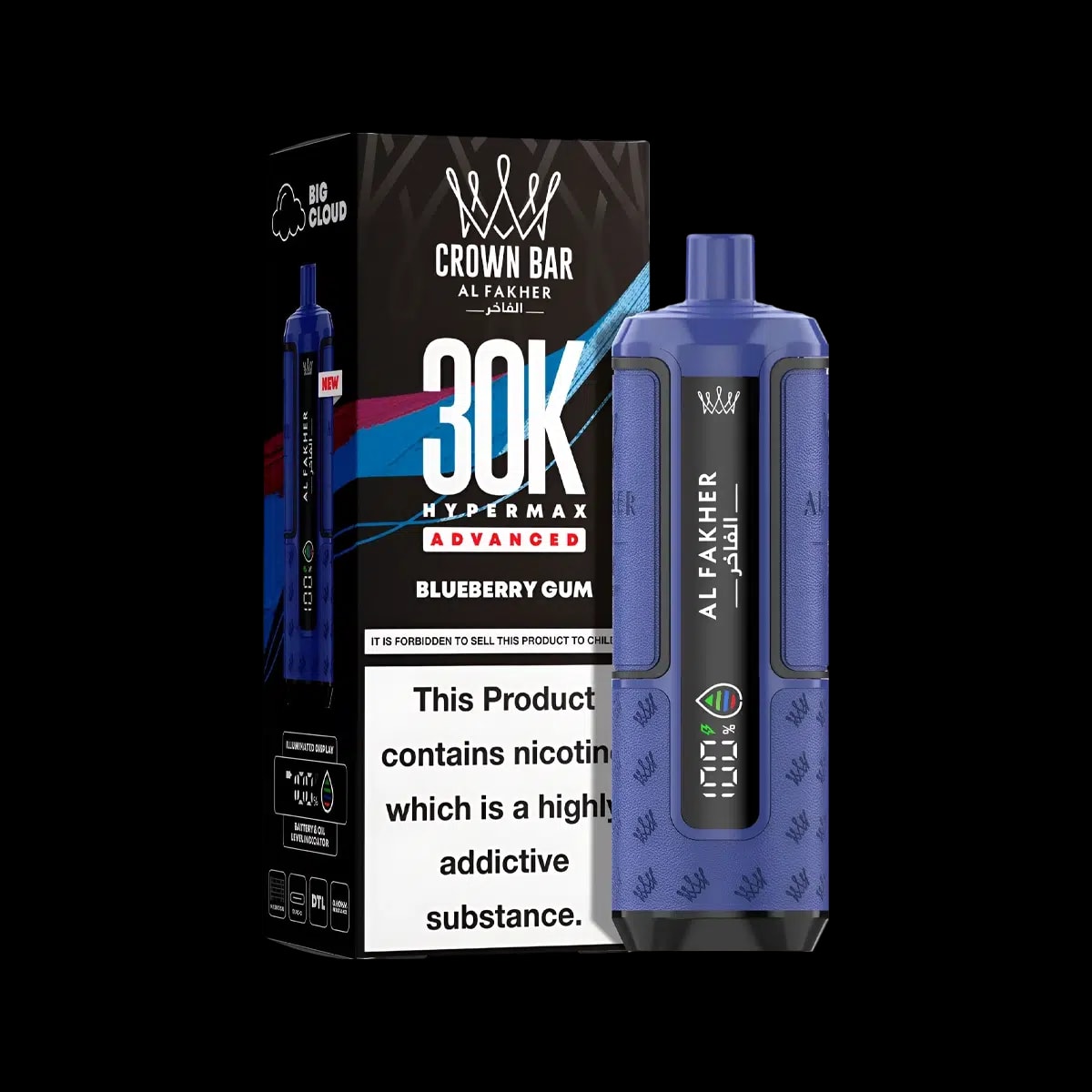 Al Fakher 30K Hypermax Prefilled Vape Kit - Blueberry Gum - Disposable Vapes