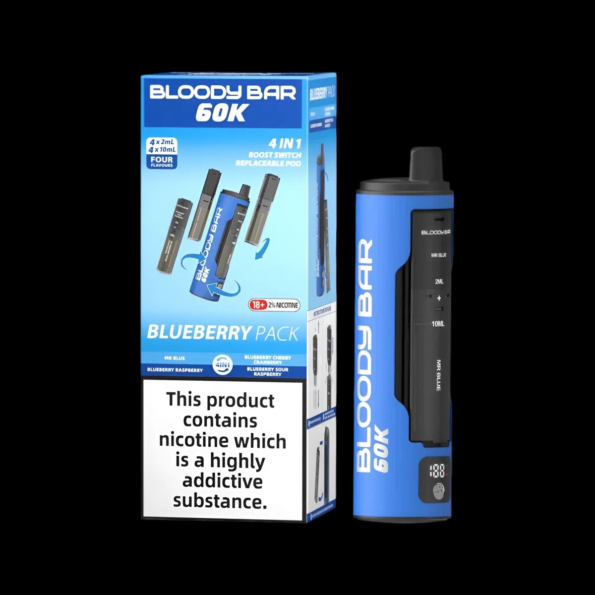 Bloody Bar 60k Prefilled Vape Kit - Blueberry Pack - Disposable Vapes