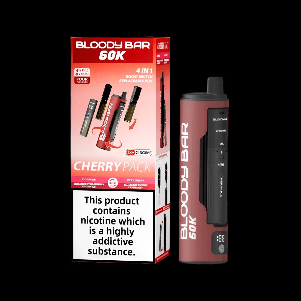 Bloody Bar 60k Prefilled Vape Kit - Cherry Pack - Disposable Vapes