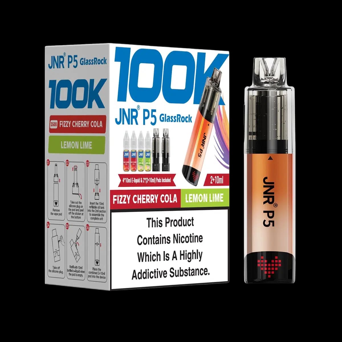 Fizzy Cherry Cola-Lemon Lime-JNR P5 GlassRock 100K Vape Kit
