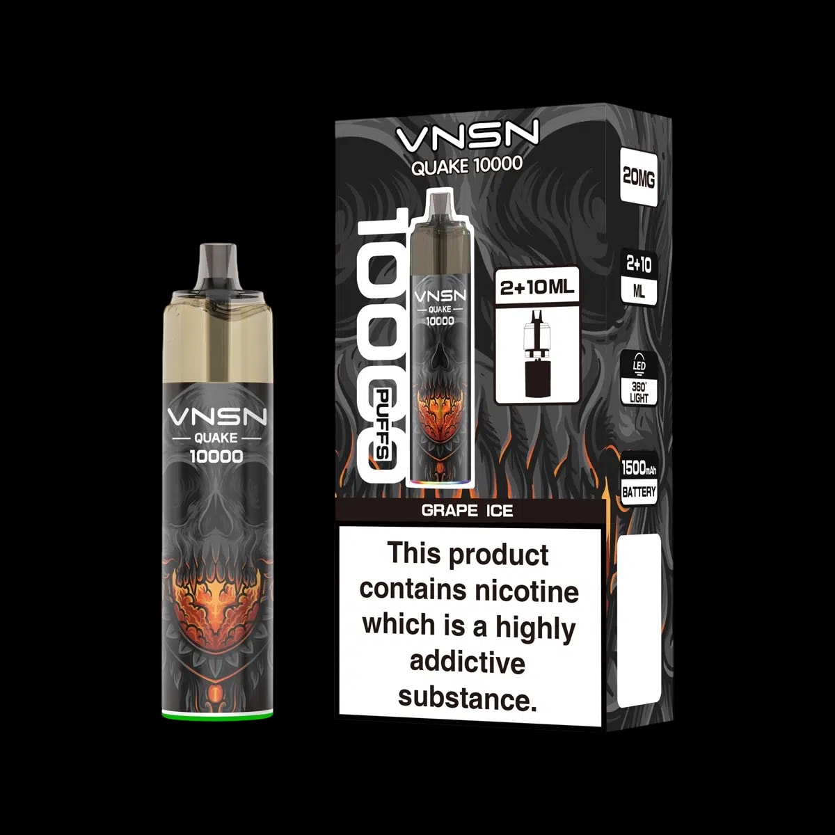 VNSN Quake 10000 Prefilled Vape Kit - Grape Ice - Disposable Vapes