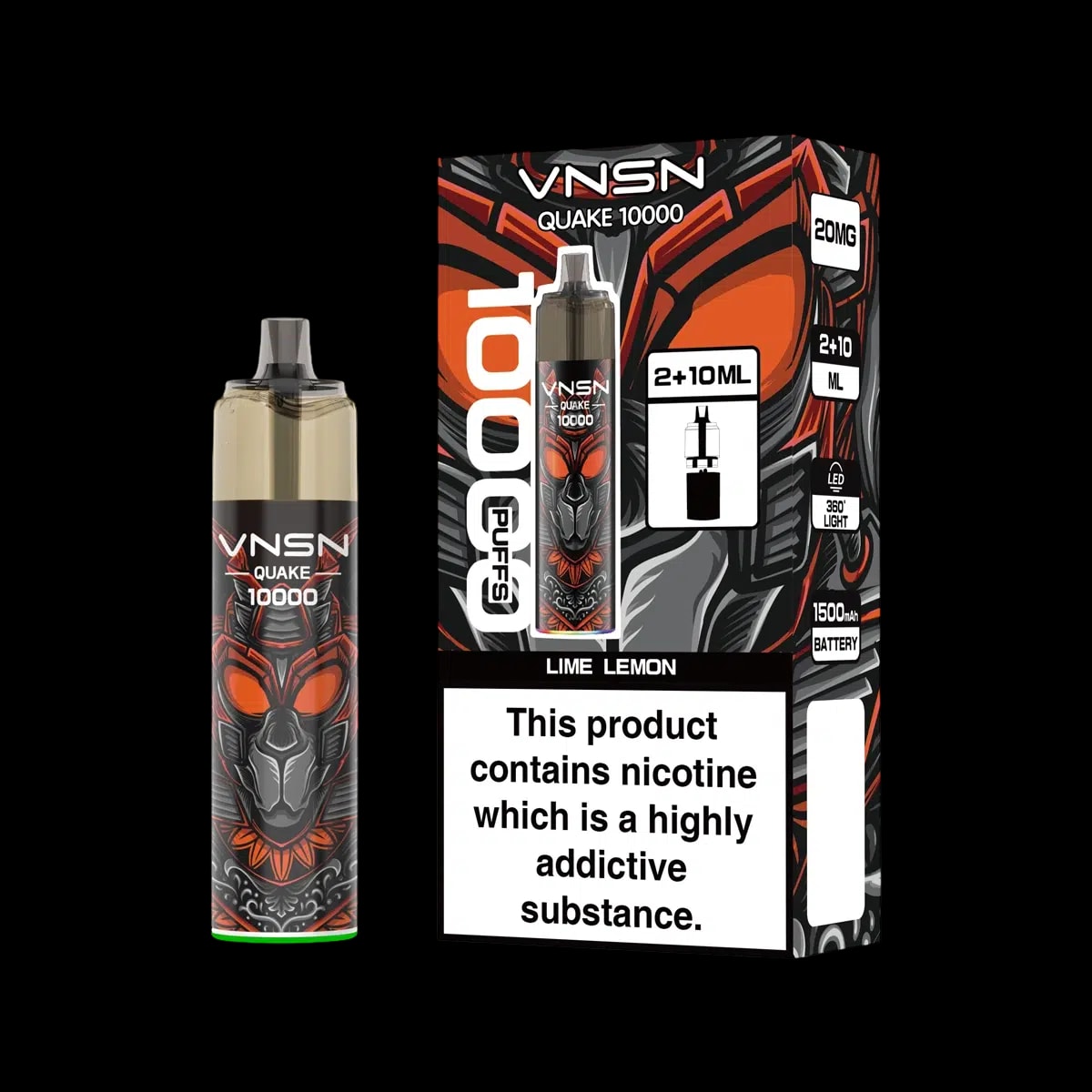 VNSN Quake 10000 Prefilled Vape Kit - Lemon Lime - Disposable Vapes