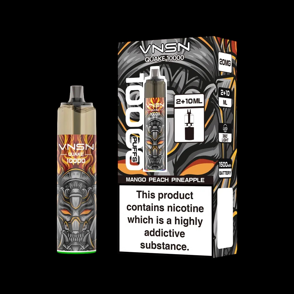 VNSN Quake 10000 Prefilled Vape Kit - Mango Peach Pineapple - Disposable Vapes