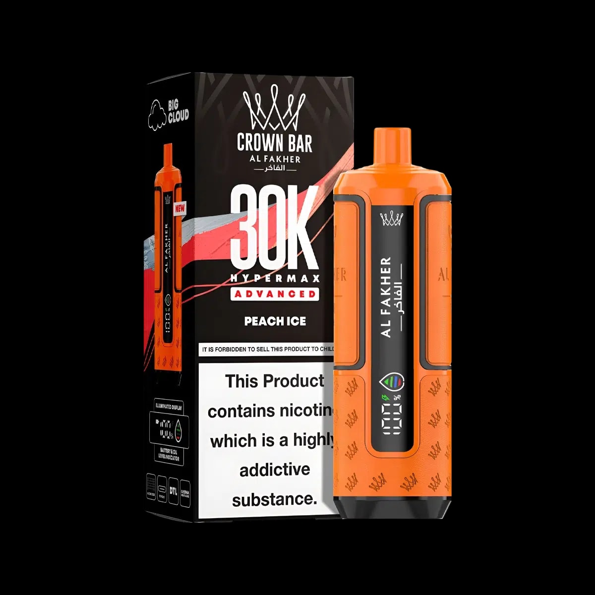 Al Fakher 30K Hypermax Prefilled Vape Kit - Peach Ice - Disposable Vapes