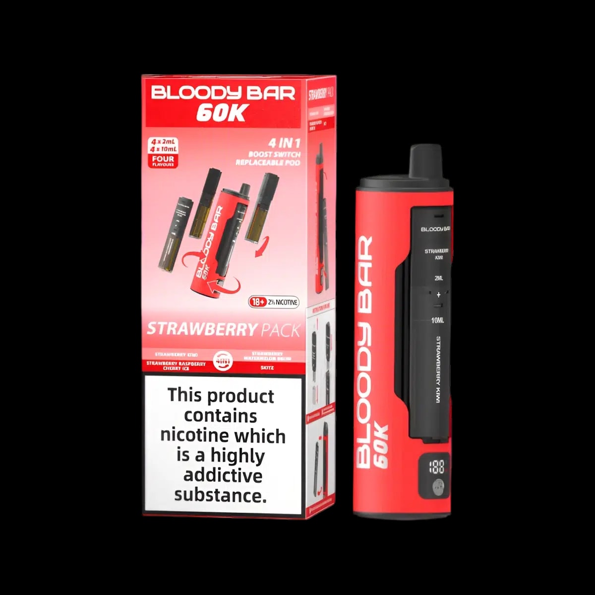 Bloody Bar 60k Prefilled Vape Kit - Strawberry Pack - Disposable Vapes