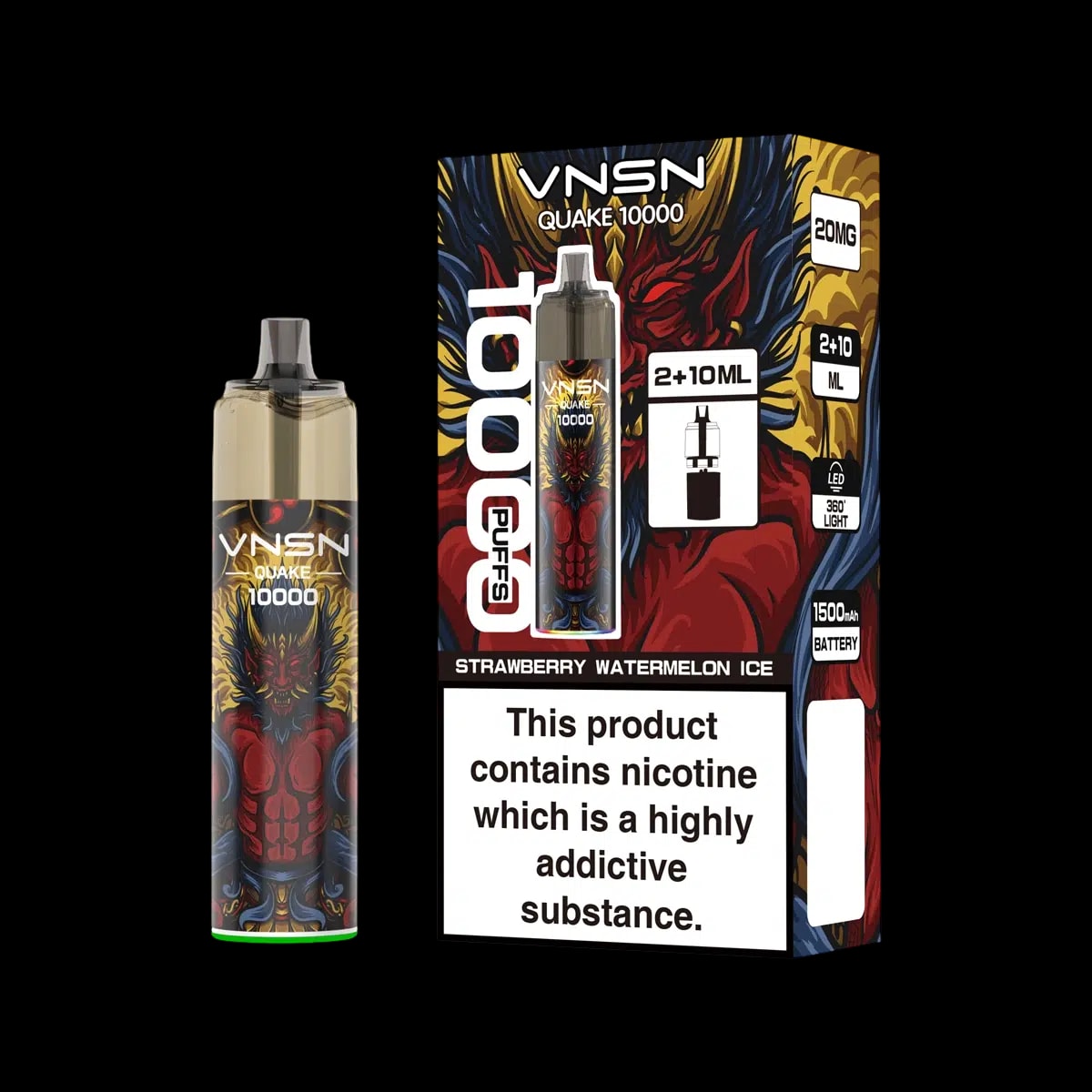 VNSN Quake 10000 Prefilled Vape Kit - Strawberry Watermelon Ice - Disposable Vapes