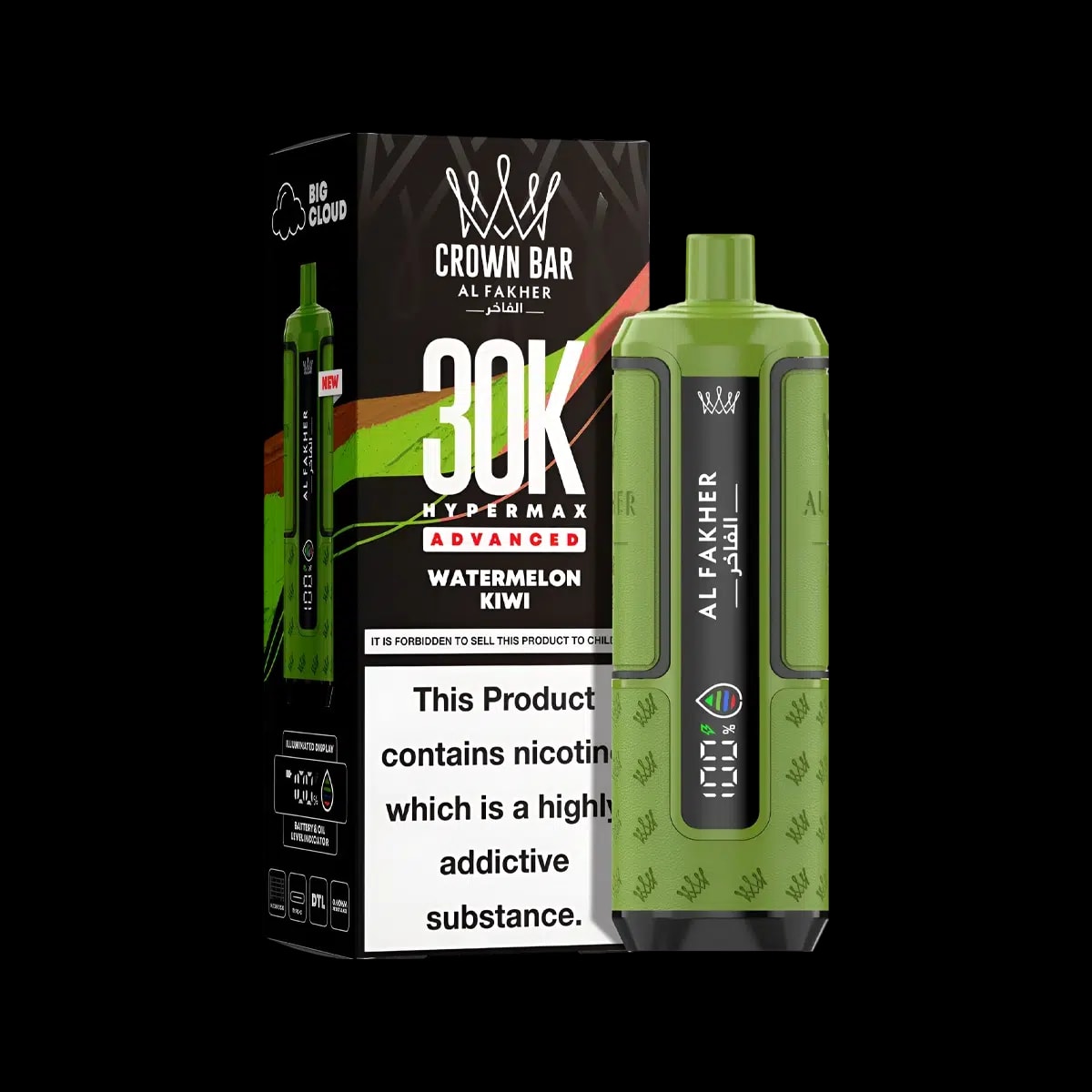 Al Fakher 30K Hypermax Prefilled Vape Kit - Watermelon Kiwi - Disposable Vapes