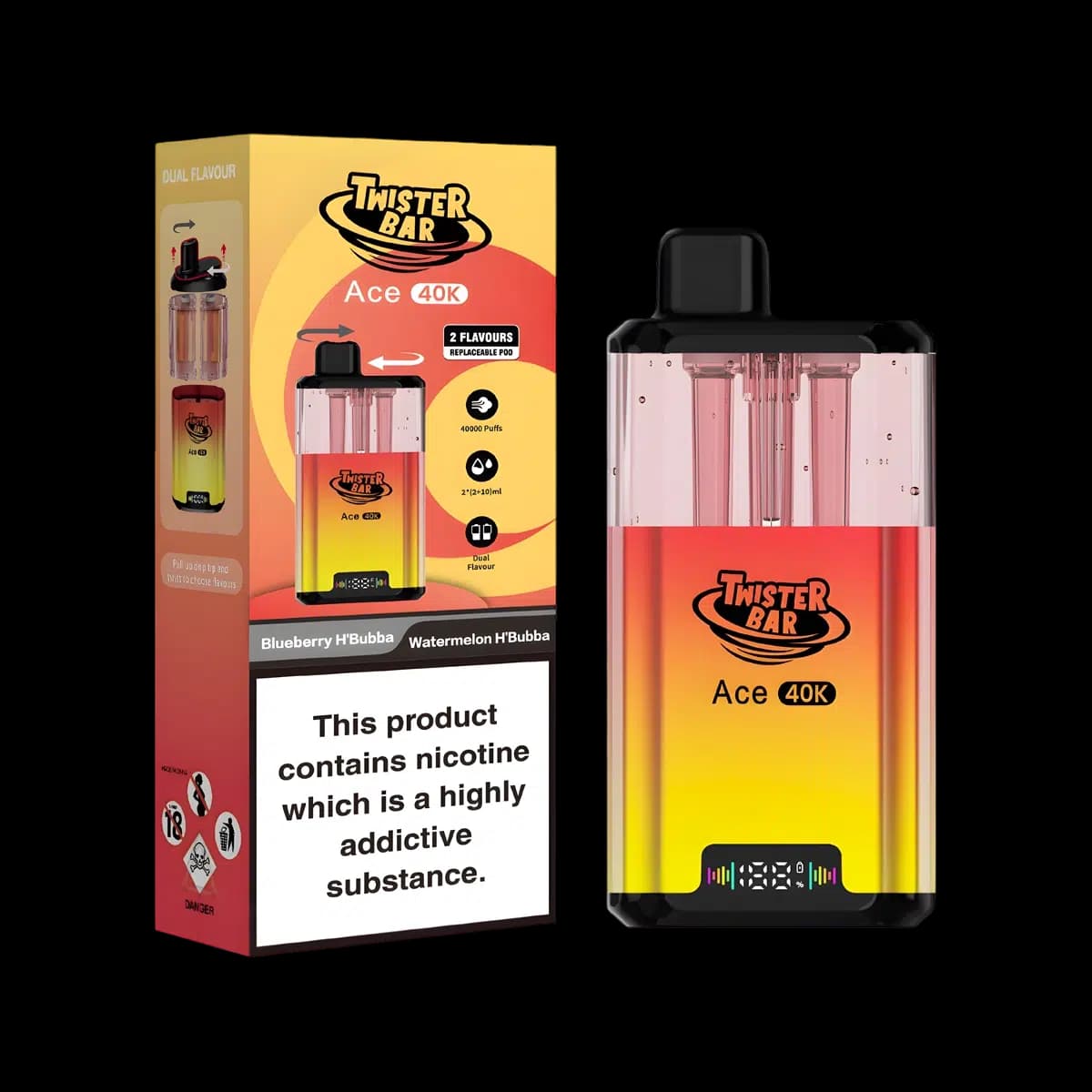 Blueberry Hbubba-Watermelon Hbubba-Twister-Bar-Ace-40K-Vape-Kit