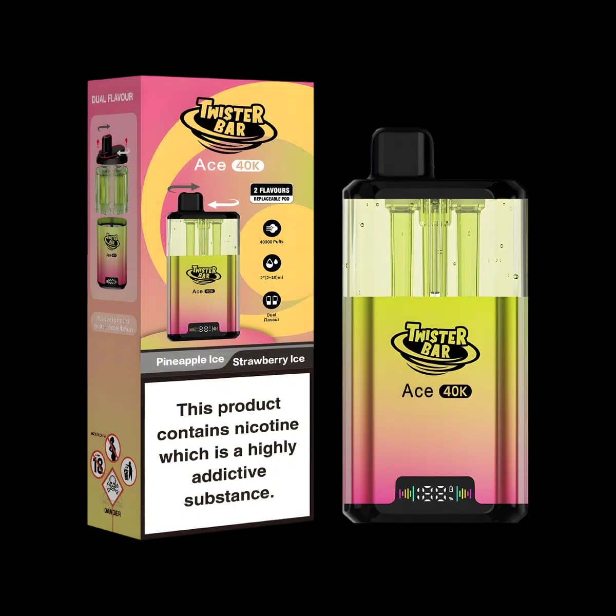 Pineapple Ice-Strawberry Ice-Twister-Bar-Ace-40K-Vape-Kit