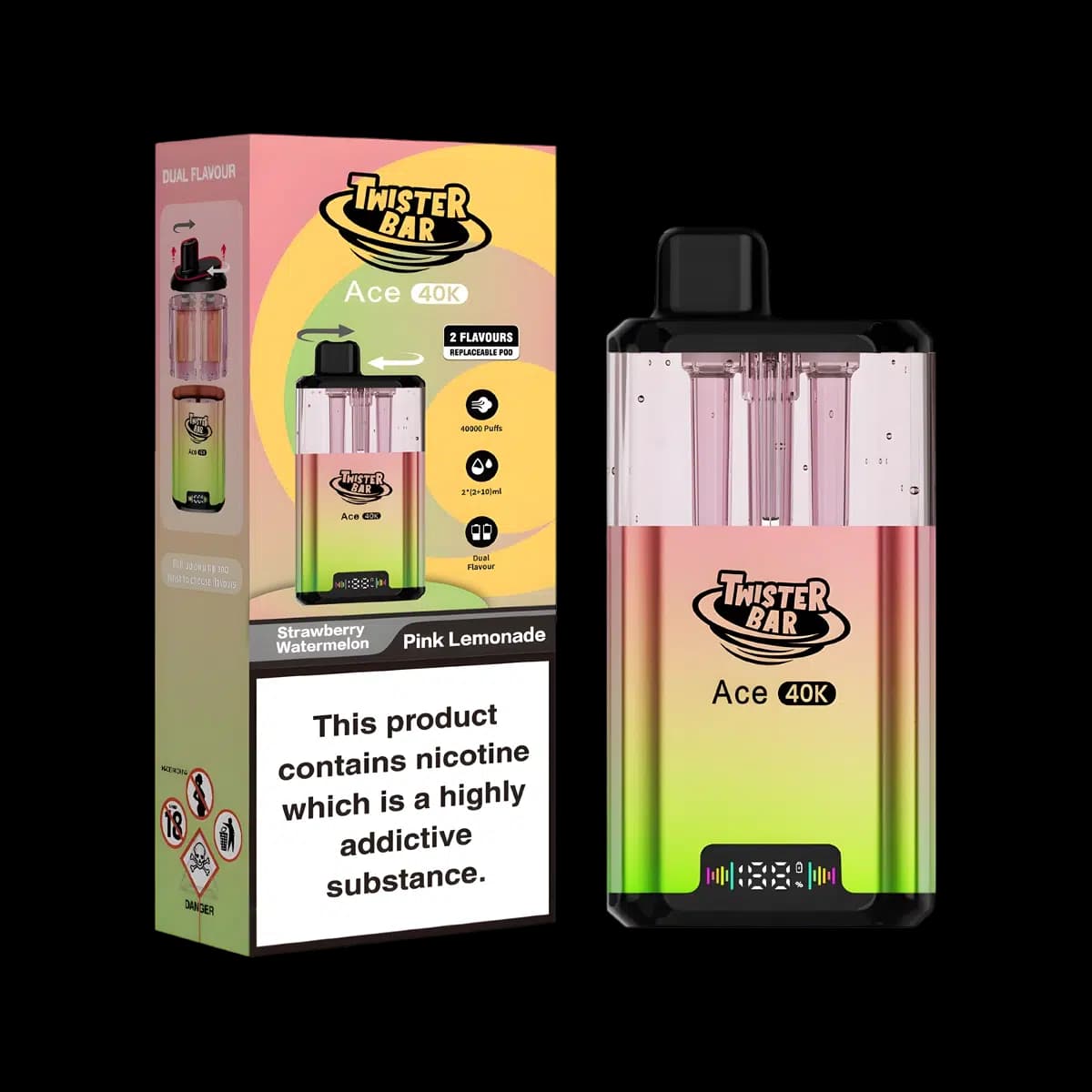 Strawberry Watermelon-Pink Lemonade-Twister-Bar-Ace-40K-Vape-Kit