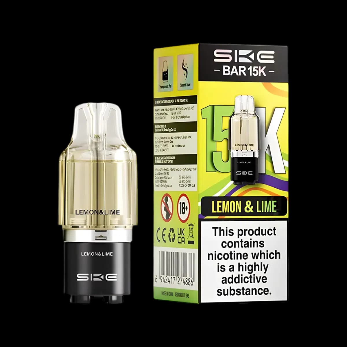 Lemon Lime-SKE Bar 15K Prefilled Pod Container Tank