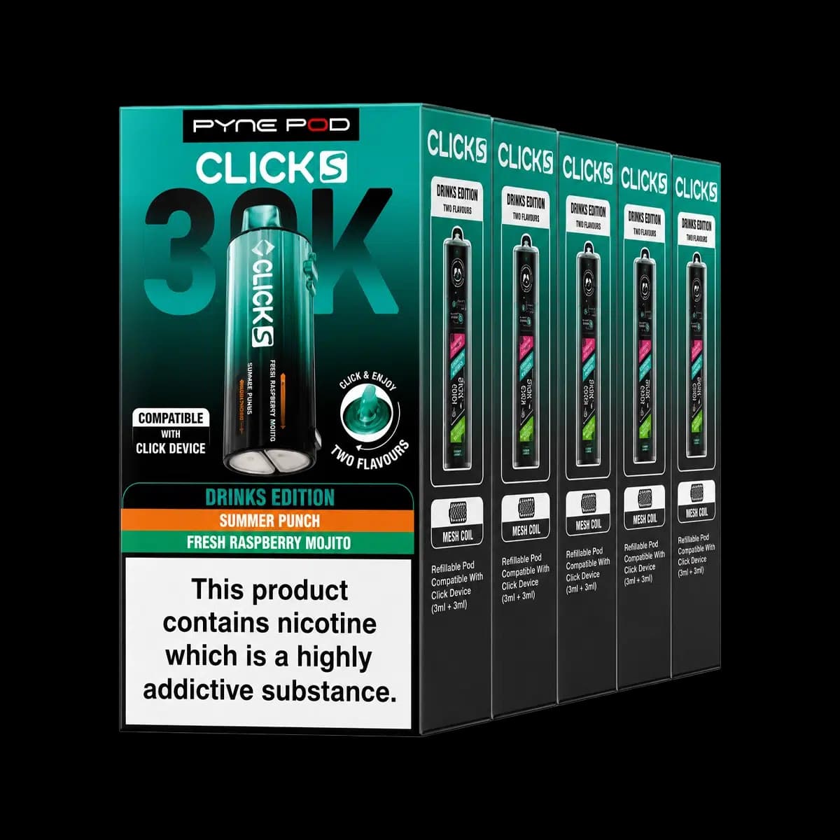 Pyne Pod Click S 30K Prefilled Pod & Refill Container Box of 5