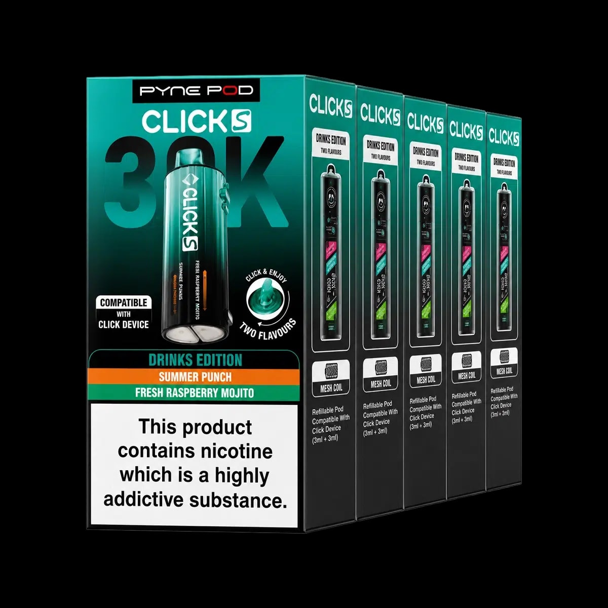 Pyne Pod Click S 30K Prefilled Pod & Refill Container Box of 5