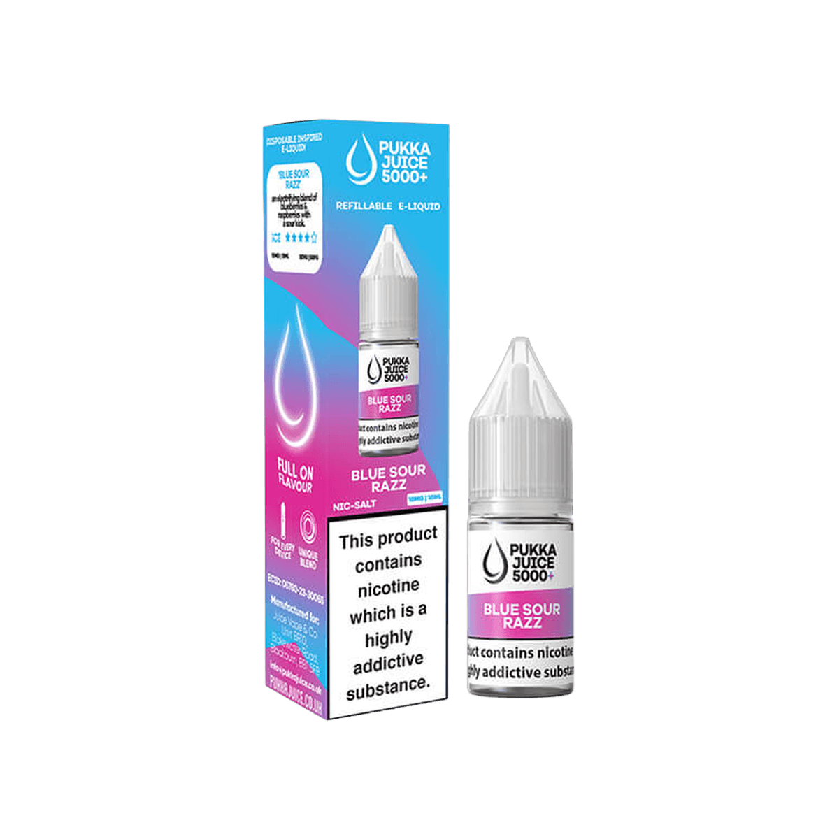 Blue Sour Razz Nic Salt E-Liquid by Pukka Juice 5000+