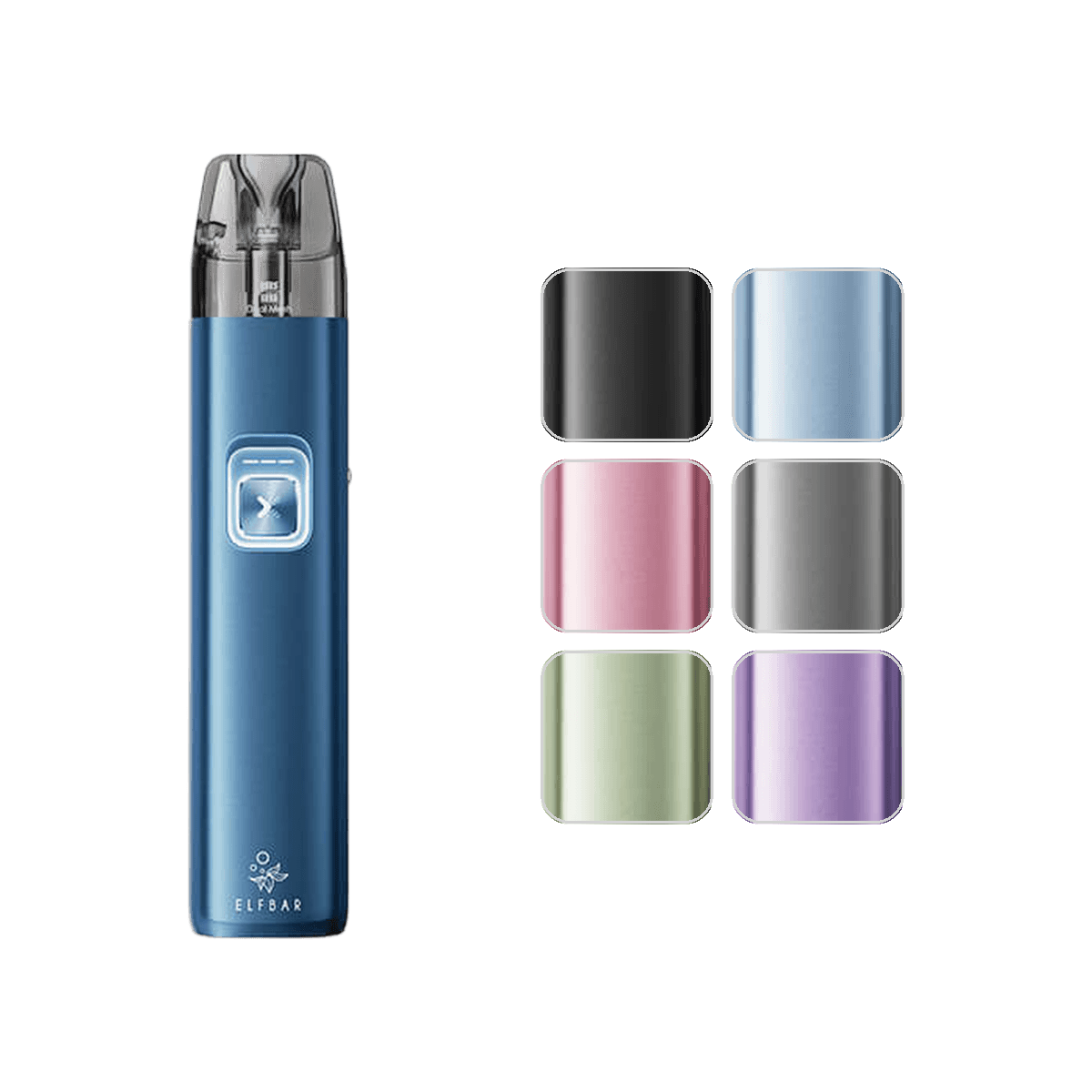 Elf Bar Elfx 2 Pod Kit shown in Ocean Blue with the full colour range