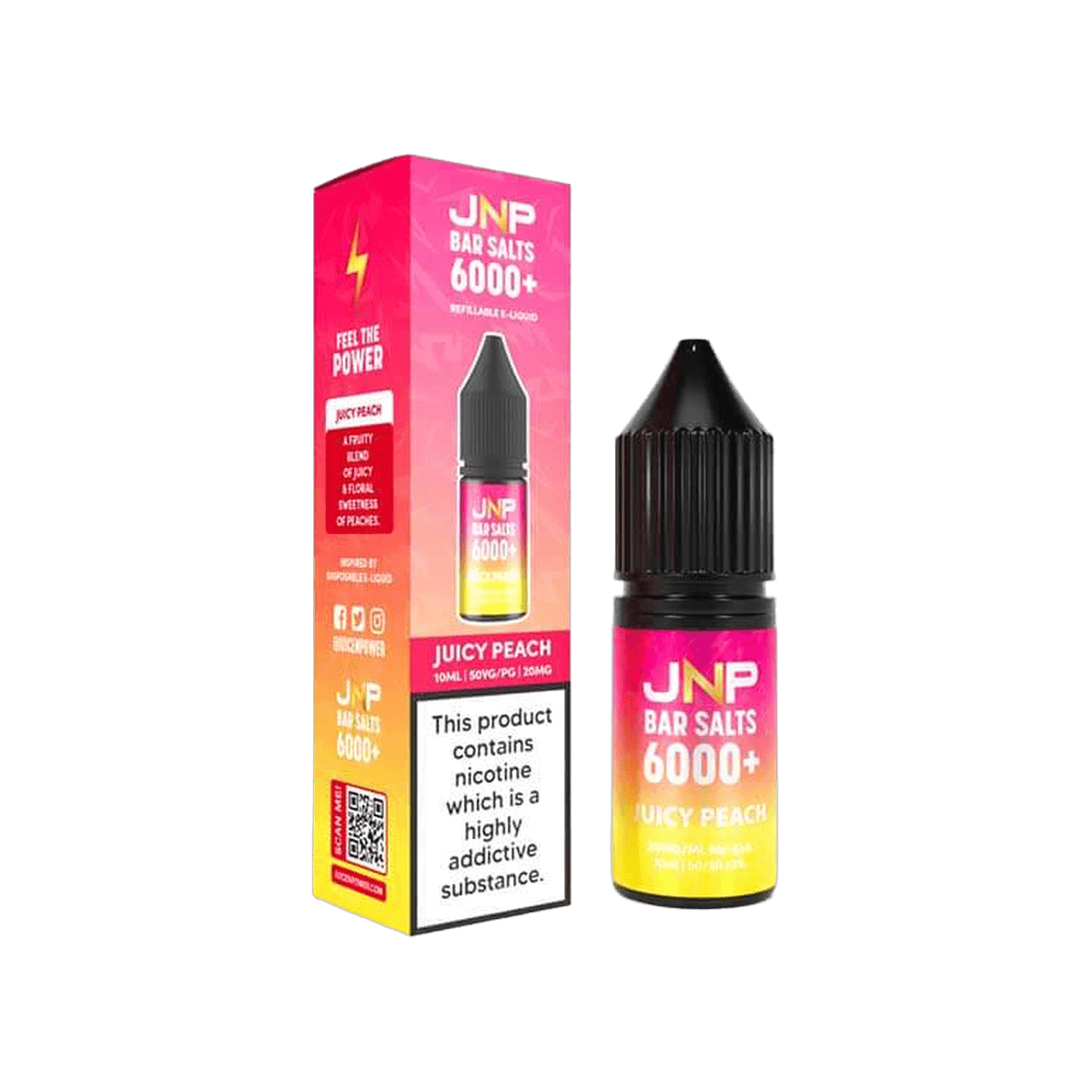 Juicy Peach Bar Salts Nic Salt E-Liquid by Juice N Power