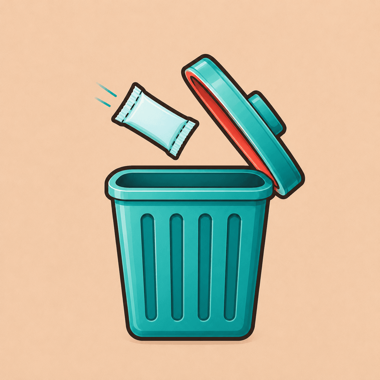 A used nicotine pouch being dropped into a waste bin